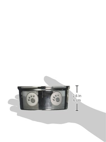 Ethical Pet Products (Spot) Dso6828 Stoneware Paw Print Dog Dish, 5-Inch, Titanium