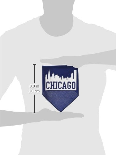 Pet and Dog Bandana Screen Printed, &quot;Chicago Skyline&quot; Navy Blue Large