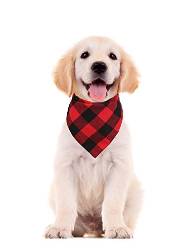 2 Pcs Dog Bandana Christmas Pet Triangle Scarf Accessories Bibs Red Black Plaid