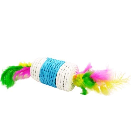 Rvpaws Cats Interactive Throw Toy Turkey Hair Color Badminton Jute Tough Toy For Cat  Multicolor