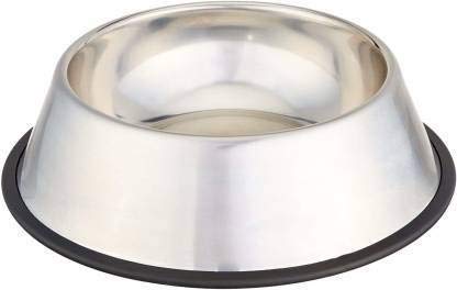 Chumspet Round Stainless Steel Pet Bowl For Dogs& Cats (900 Ml Silver) Diameter 25Cm (Pack Of 1) Stainless Steel Pet Bowl.