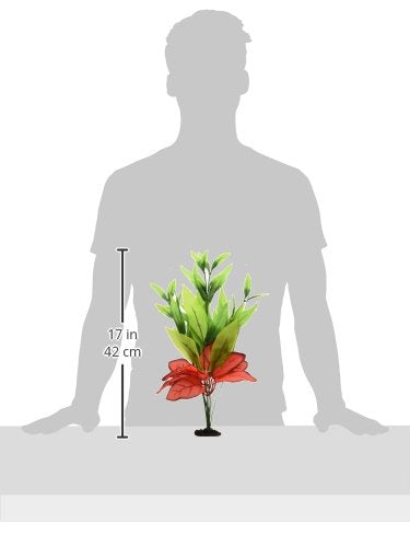 Marina Naturals, Red/Green Pickerel Silk Plant, Large Fish Tank Decoration, Pp100