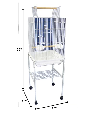 Yml 5984 3/4' Bar Spacing Open Top Parrot Cage With Stand, 18' X 18 X 56/Small, White