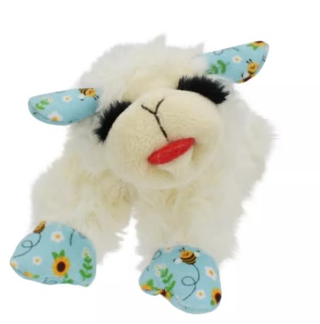 Multipet Mini Blue Bee Lamb Chop Plush Dog Toy - 6''