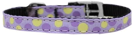 Pet Dog & Cat Nylon Collar or Leash 3/8&quot; wide, &quot;Confetti Dots&quot; Lavender 3/8&quot; w x 4 ft. leash