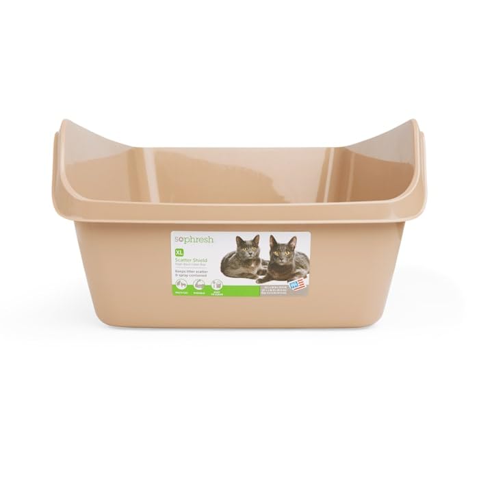 So Phresh Scatter Shield High-Back Litter Box, Tan, X-Large, 24'' L X 18'' W X 10'' H