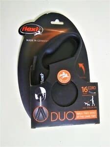 Flexi New Classic Cord Retractable Double Dog Leash For Small Dogs Upto 18 Lbs. – 16 Ft., Black | Tangle Free Pet Walking Leash With One-Handed Brake, Pause, Lock