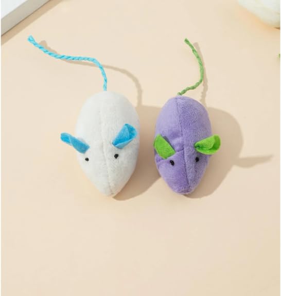 Bohobark Cat Mice Toys, Cats Plush Toys, Kitty Feather Mouse Toy, Interactive Cat Toy For Indoor Cats