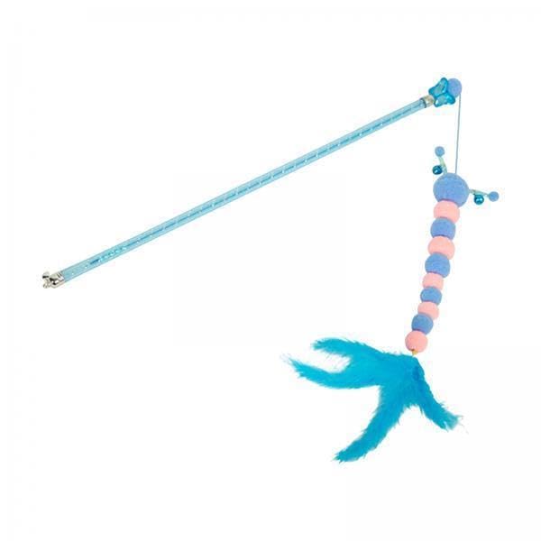 Ujeavette 2Xplush Cat Toys Cat Feather Toy Catching Interactive Cat Teaser Wand Toy Blue