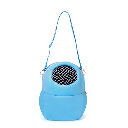 Hypeety Pet Carrier Bag Pet Sling Carrier Backpack Portable Travel Backpack Breathable Outgoing Bag Bonding Pouch For Small Pets Hedgehog Hamsters Sugar Glider Chinchilla Guinea Pig (Blue)
