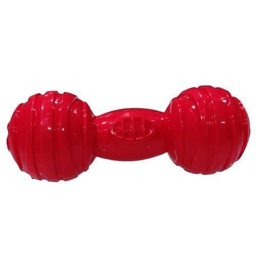 Rvpaws Large Squeaky Red Dumbbell Dog Toy For Dogs  Durable Rubber Design For Aggressive Chewers & Training
