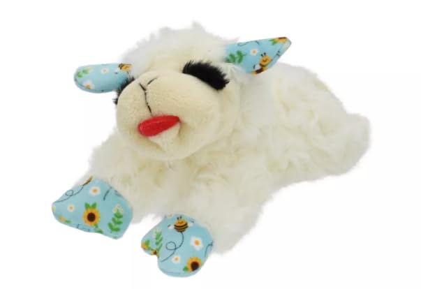 Multipet Mini Blue Bee Lamb Chop Plush Dog Toy - 6''