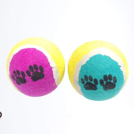 PSK PET MART Dog Toys Tennis Ball Paw Printed Dog Ball (Color May Vary, (Pack of 2)