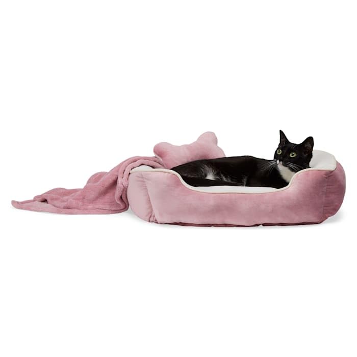Everyyay Essentials Dog Bed Bundle, 36'' L X 30'' W X 6.5'' H, Large, Pink