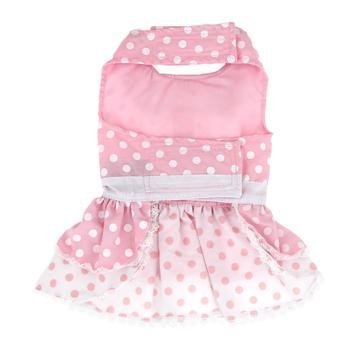 Doggie Design Pink Polka Dot And Lace Dog Harness Dress Set Xs
