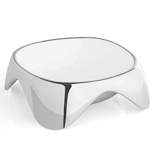 Nambe Pet Bowl Medium | Square Enameled Dog Food Bowl With Nonslip Grip | 6X 2.5| Water Feeding Dish Made With Metal Alloy | Designed By Karim Rashid