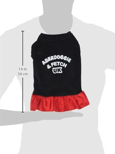 Dog Dress, Dog Dress, Screen Printed, &quot;Aberdoggie & Fetch UK&quot; Black W/Red MD (6-10 lbs.)