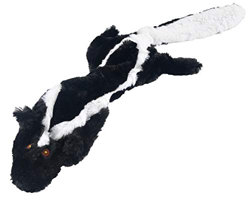 Jeffers Pet Thinnies Unstuffed No Squeaker W/Rope Dog Toy - 21'' Plush Skunk, Flat Stuffing Free Chew Toy For Small, Medium & La