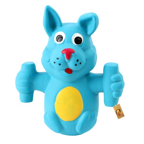 Foodie Puppies Natural Latex Rubber Squeaky Dog Toy - (Blue Doggy) | Small To Medium Dogs & Puppy | Durable, Animal Design, Fetc