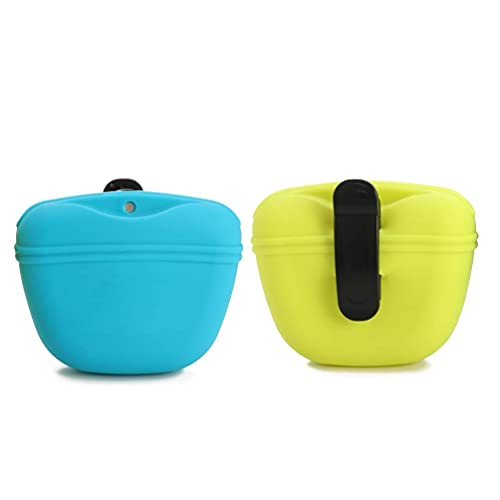 RoyalCare Silicone Dog Treat Pouch-Small Training Bag-Portable Dog Treat Bag for Leash with Magnetic Closure and Waist Clip - 2p