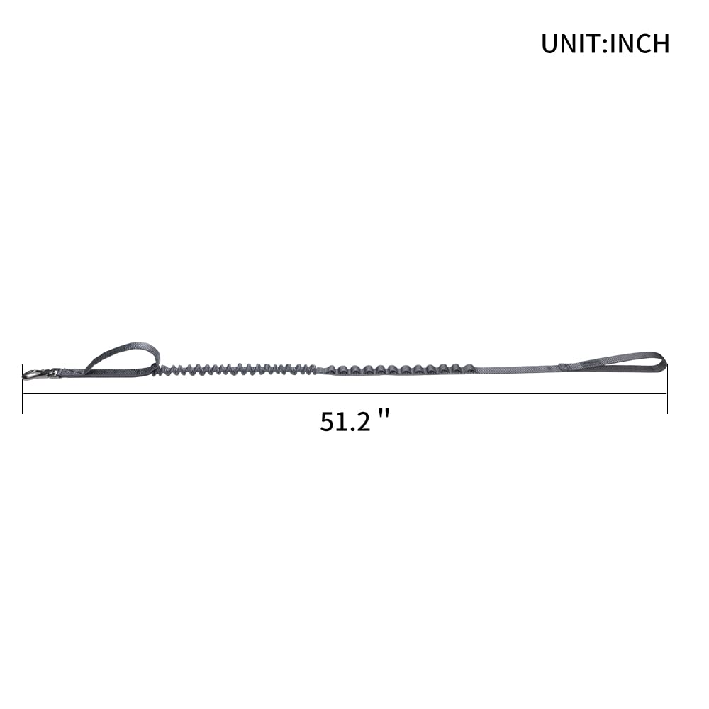 Excellent Elite Spanker Tactical Bungee Dog Leash Military Adjustable Dog Leash Quick Release Elastic Leads Rope With 2 Control Handle(Grey