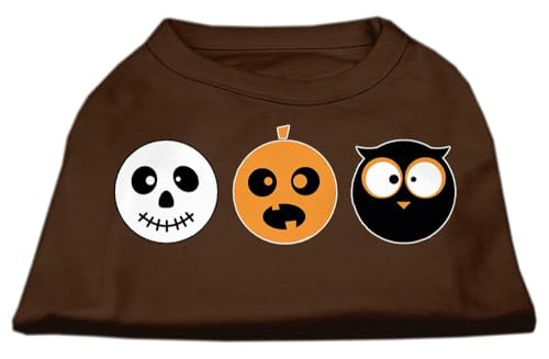 Halloween Pet Dog & Cat Shirt Screen Printed, 'The Spook Trio' Brown Sm (3-6 Lbs.)