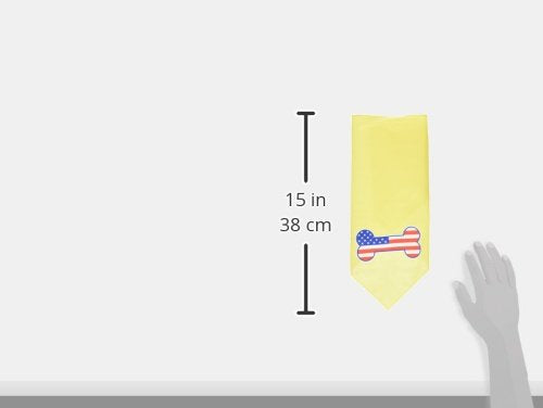 Pet and Dog Bandana Screen Printed, &quot;Bone Shaped American Flag&quot; Yellow Small