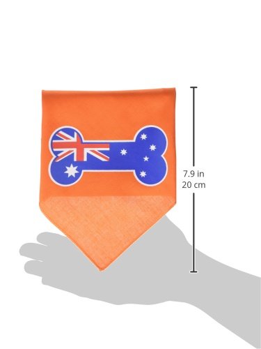 Pet and Dog Bandana Screen Printed, &quot;Bone Shaped Australian Flag&quot; Orange Small