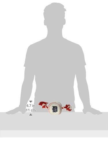 Mlb Detroit Tigers Baseball Rope Toy For Dogs & Cats. Tough Nylon, Sporty Baseball Design, Heavy-Duty Ropes With Inner Squeaker