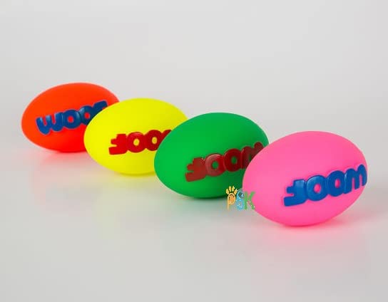 PSK PET MART Colorful Squeaky Rubber Non Toxic Sound & Chew Squeaky Vinyl | Woof Rugby Dog Ball | Squeaky Dog Toy for Small, Med