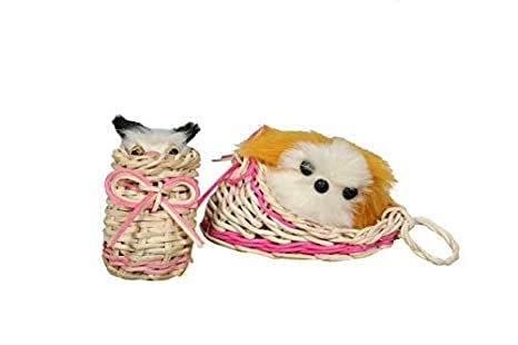 Dog Trust Cat In Basket Toy For Cat/Kitten Fur And Rope Interactive Toys Color May Vary Pack Of 2