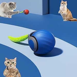 Autrety Interactive Cat Toys For Indoor Cats, Automatic Cat Toy With Tail, Electric Rolling Ball On Carpet,Cat Toys For Bored In