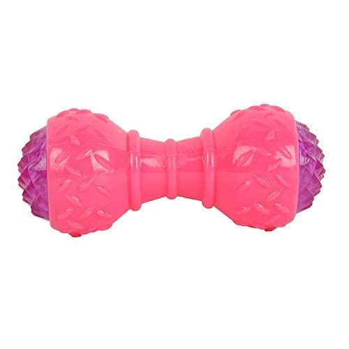 Pups&Pets Durable Led Lighting Squeaky Dumbbell Bone Teething Chew Toy For Dogs...
