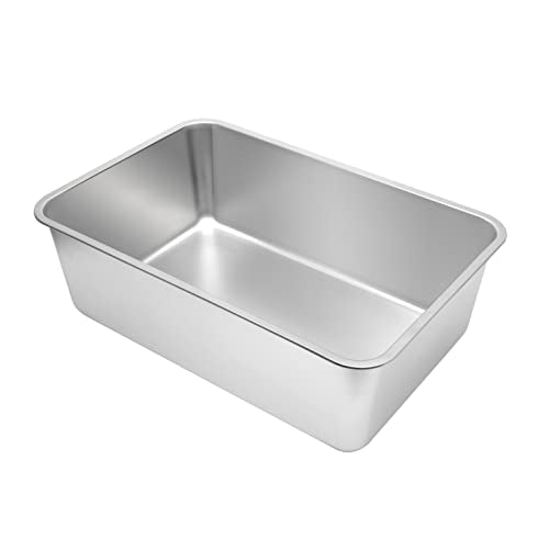Kichwit Large Stainless Steel Cat Litter Box With High Sides, Metal Litter Pan For Big Cats, Non Stick Smooth Surface, Easy To Clean (23.4' L X 15.5' W X 7.6' H)