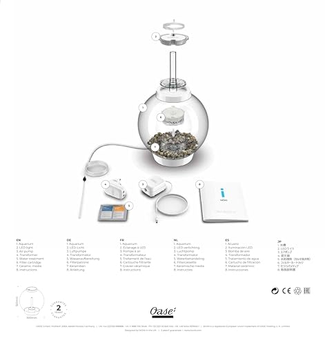 biOrb Classic 15 Acrylic 4-Gallon Aquarium with Multi-Color Remote-Controlled LED Lights Modern Compact Tank for Tabletop or Des