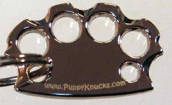 Puppyknucks Brass Knuckles Pet Id Tag Engraveable (Chrome, Please Engrave)