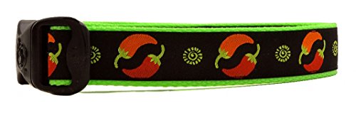 3 Dirty Dawgz Adjustable 1'' Southwestern Mexican Chili Pepper Cinco De Mayo Dog Collars For Medium Large And X-Large Dogs (Larg