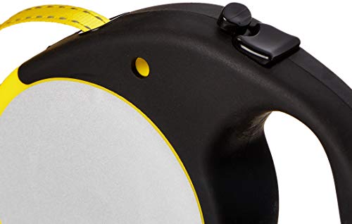 Doggo Reflective Retractable Dog Leash, 16' Long Reflective Belt, Medium For Dogs Up To 65 Lbs., Neon Yellow With Reflective Acc