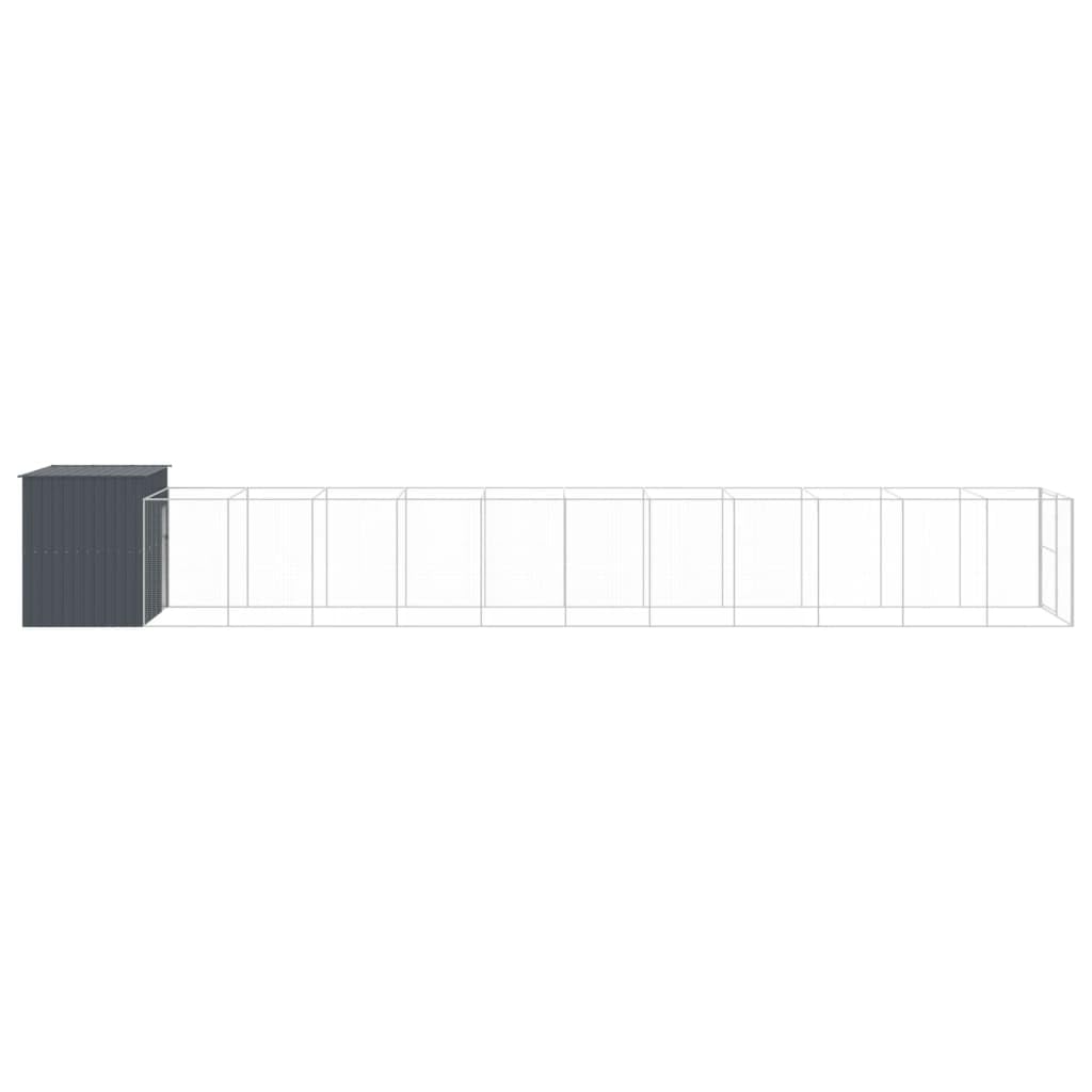 vidaXL Dog House with Run Anthracite 84.3x501.2x71.3 Galvanized Steel