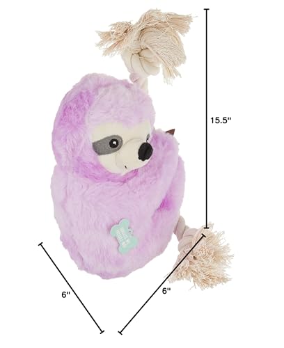 Fringe Studio Dog Toy, Purple Sloth On A Rope-Plsh Pet Toy (289374)