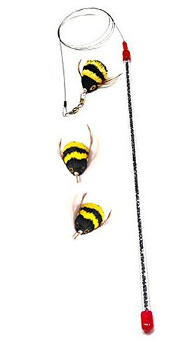 Go Cat Da Bee Teaser Wand And Two Extra Bee Attachments From The Maker Of Da Bird And Cat Catcher - Value Pack