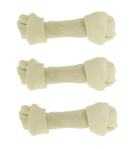 Top Dog Chews - Natural Beef Rawhide Bones (3 Pack), 8-10 Long-Lasting Dog Bones for Aggressive Chewers, Digestible Dog Treats f