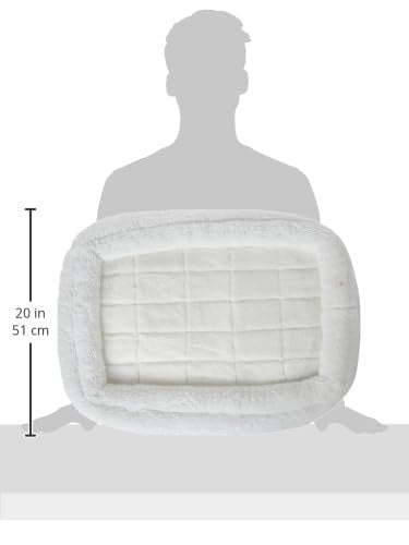 MidWest Homes for Pets 24-Inch Double Bolster Dog Bed - White Fleece for Small Breeds, Fits 24-Inch Crates, Comfortable & Durable