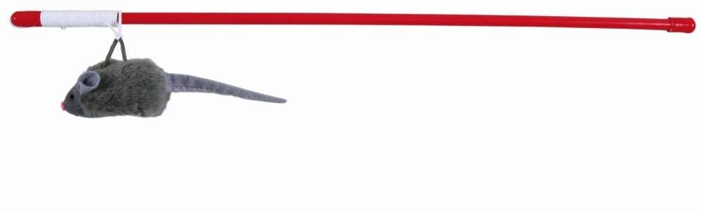 Trixie Playing Rod With Squeaky Mouse Cat Toy, Interactive Teaser Wand Toy For Cats & Kittens, Encourages Chasing, Jumping And E