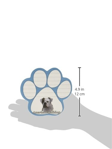 American Bulldog Notepad With Unique Die Cut Paw Shaped Sticky Notes 50 Sheets Measuring 5 By 4.7 Inches Convenient Functional Everyday Item Great Gift For American Bulldog Lovers And Owners