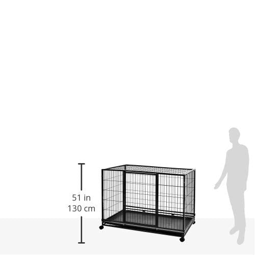 Amazon Basics Portable Heavy Duty Stackable Dog Kennel, Black, 48.2"L x 37.8"W x 42.5"H, Polypropylene, Model 9002-48