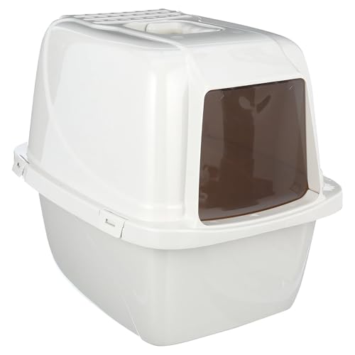 Large Enclosed Cat Litter Box with Vented Hood, Prevents Scatter and Odors, Cat & Rabbit Corner Covered Litter Box,19x14x15.5 In
