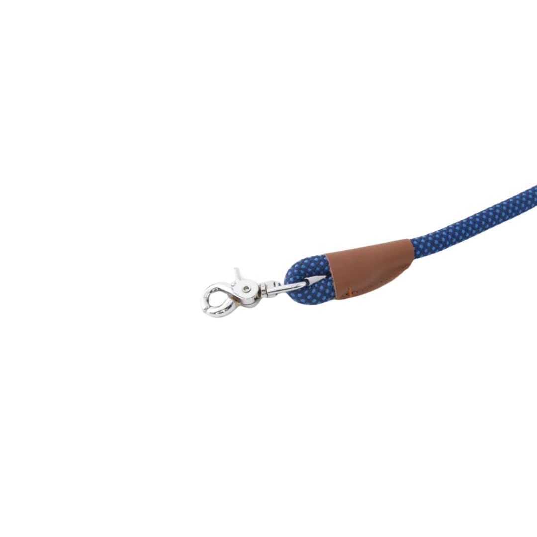 Zippypaws Mod Essential Dog Leash, Durable Rope Leash With Leather Accents, 5 Ft Long, Navy