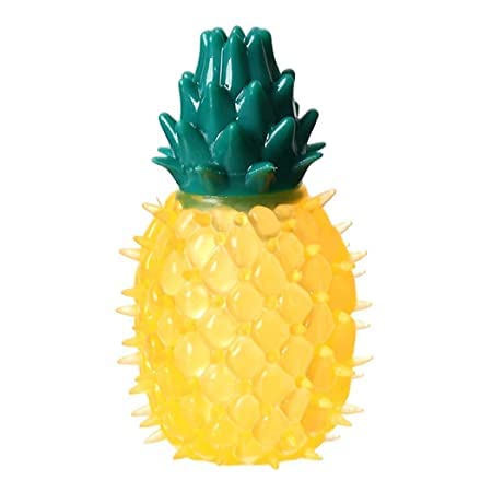 RvPaws Squeak Latex Dog Toys Fruit Shape Dog Chew Toy Training Toy Puppy Molar Toy Pet Dispensing Play Toys (Pineapple Toy)