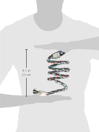 A&E CAGE COMPANY HB551 Happy Beaks Cotton Rope Boing with Bell Bird Toy, 5 by 52&quot;, Multicolor